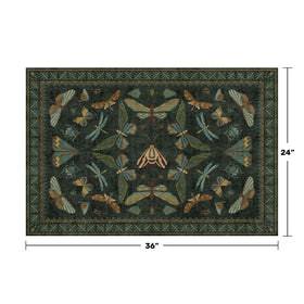 Hazo Haus dark-green insect boho design rug with rich color palette