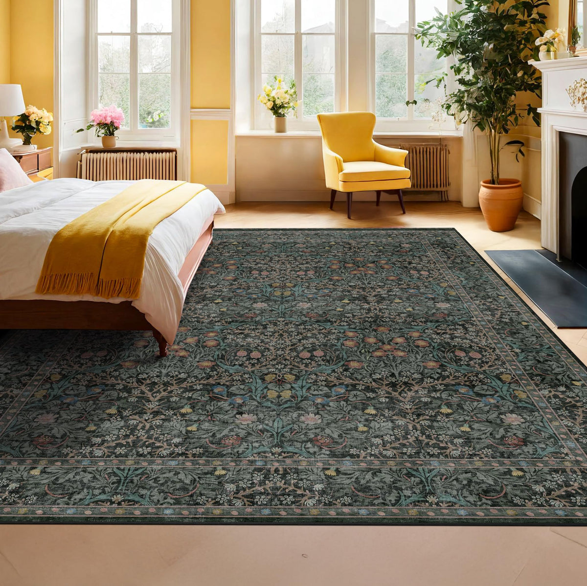 Hazo Haus kids-pets-friendly rug under table resists mess.
