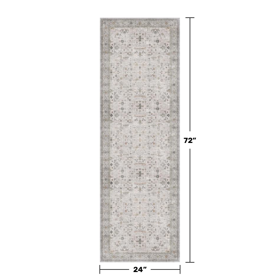 Hazo Haus light grey boho runner rug ideal for kitchen floors with washable ease