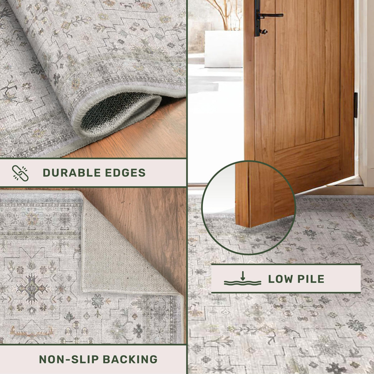 Hazo Haus light grey runner rug showcases eclectic floral design for modern vintage interiors