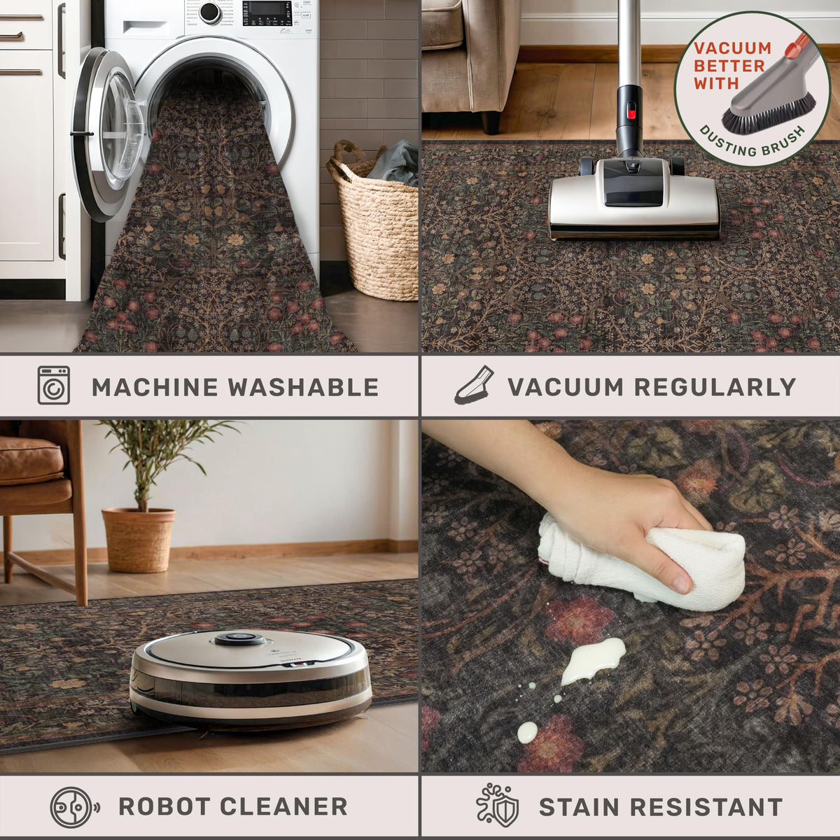 Hazo Haus Low-Pile Rug makes vacuuming simple while still delivering bold design