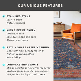 Hazo Haus machine-washable navy blue rug cleaning