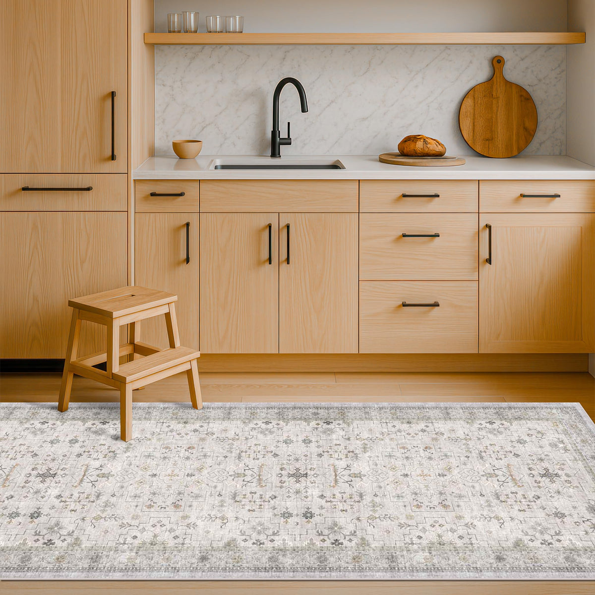 Machine-washable fibers simplify cleaning after spills in busy laundry rooms.