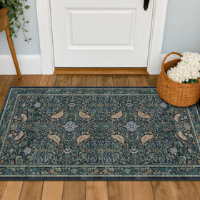 Hazo Haus machine-washable rug resists stains for busy homes.