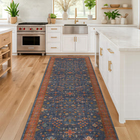 Hazo Haus navy blue runner rug 2x6 ideal for kitchens and hallways with soft underfoot.