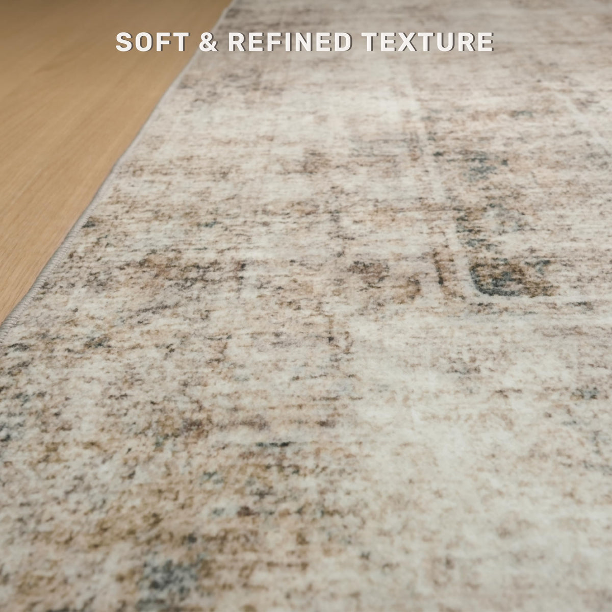 Hazo Haus rug with non-slip backing provides secure grip on wood or tile floors.