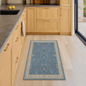 Hazo Haus rug with non-slip backing stabilizes floors in high-traffic areas.