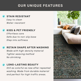Hazo Haus non-slip rubber backing helps keep rug in place.