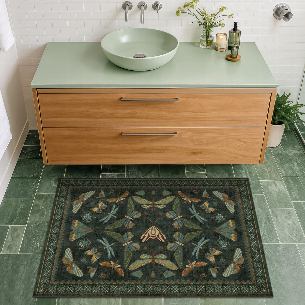Hazo Haus non-slip backing keeps rug in place on wood or tile