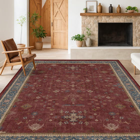 Hazo Haus Oriental 8x10 rug under-bed bedroom setup demonstrates space definition