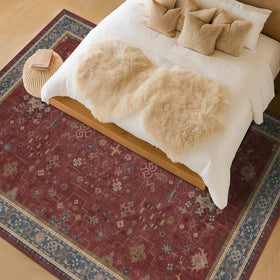 Hazo Haus Oriental 8x10 rug border close-up shows floral frame