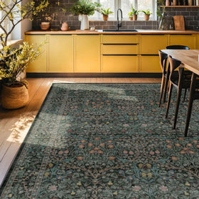 Hazo Haus oriental low-pile rug backing provides anti-slip stability.