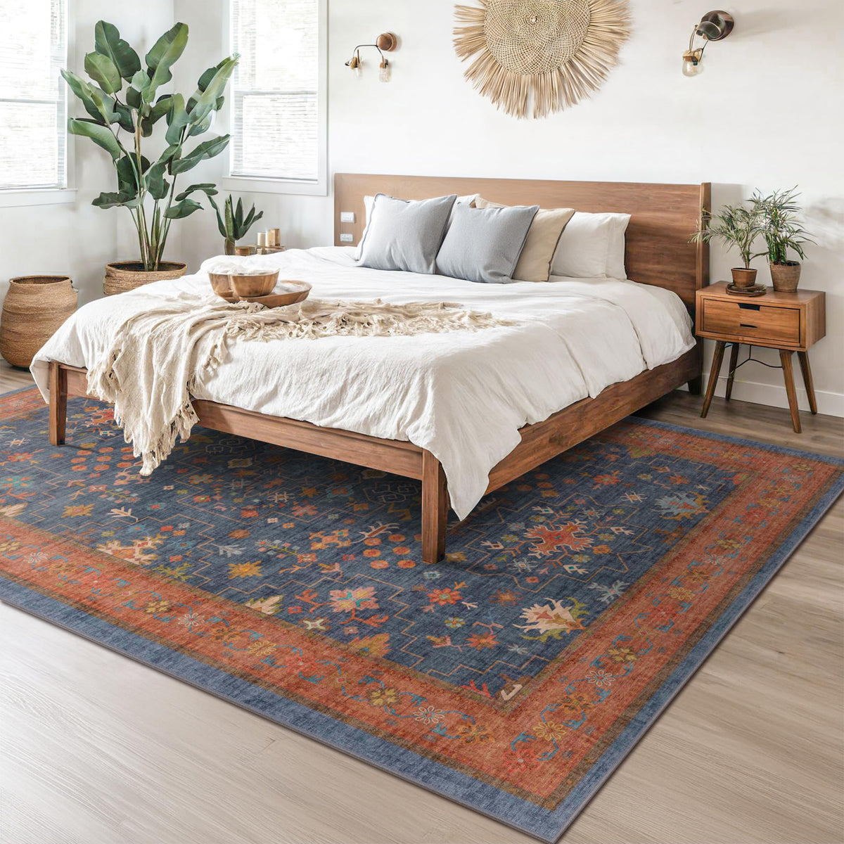 Hazo Haus pet-friendly navy rug resists hair and stains