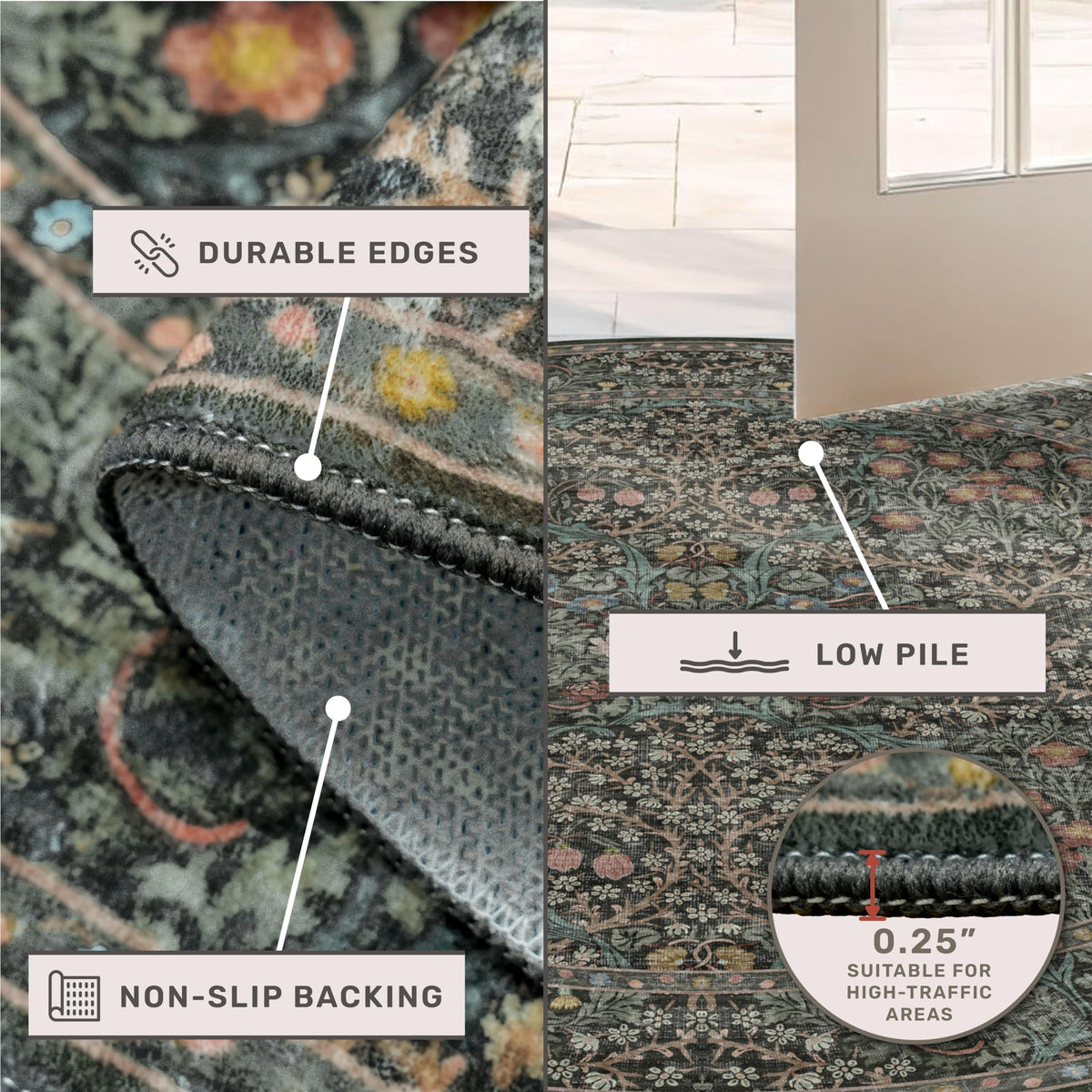 Hazo Haus versatile rug for living rooms, bedrooms, kitchens, and nurseries.