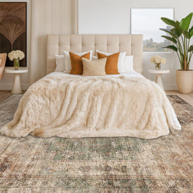 Machine washable Hazo Haus rug for easy cleaning and color retention.