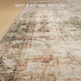Non-slip backing on Hazo Haus rug secures it on wooden floors for safety.
