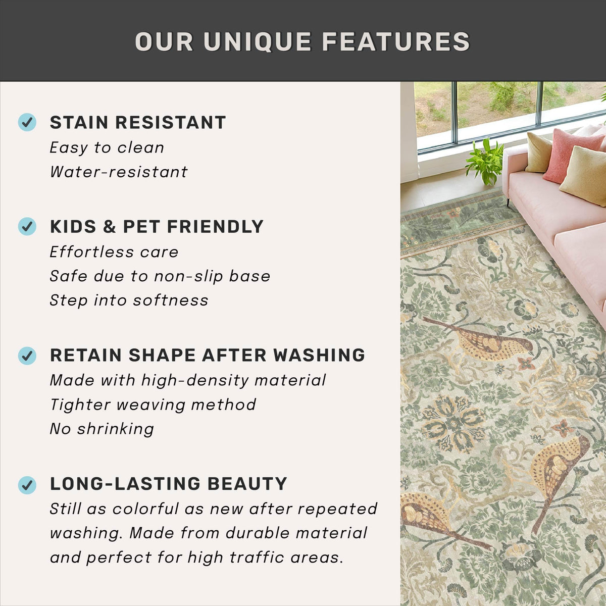 Hazo Haus Sage Green Boho Bathroom Rug soft inviting pile for pets and kids