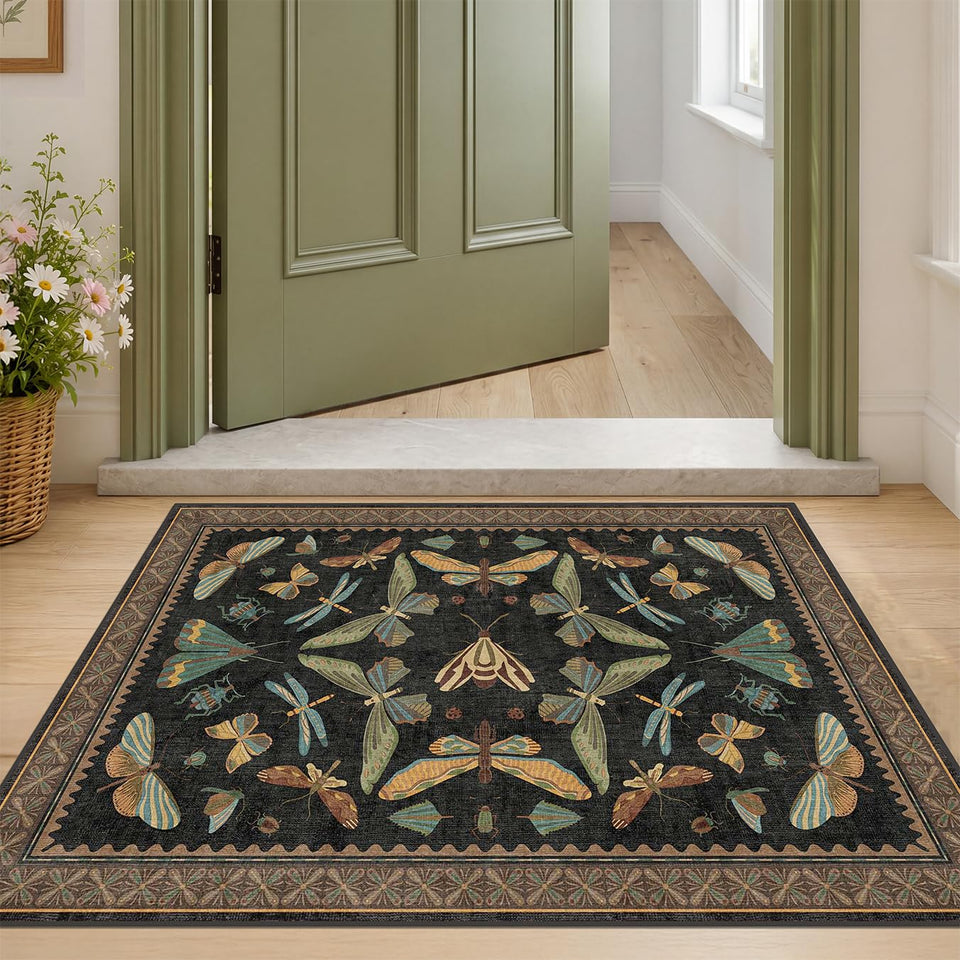 Hazo Haus small black entryway rug 2x3 for high-traffic foyers