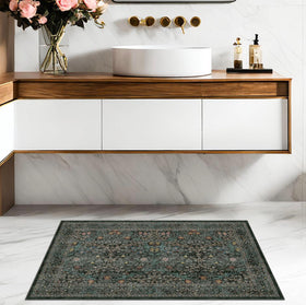 Hazo Haus vintage floral pattern close-up showing rich emerald and moss tones.