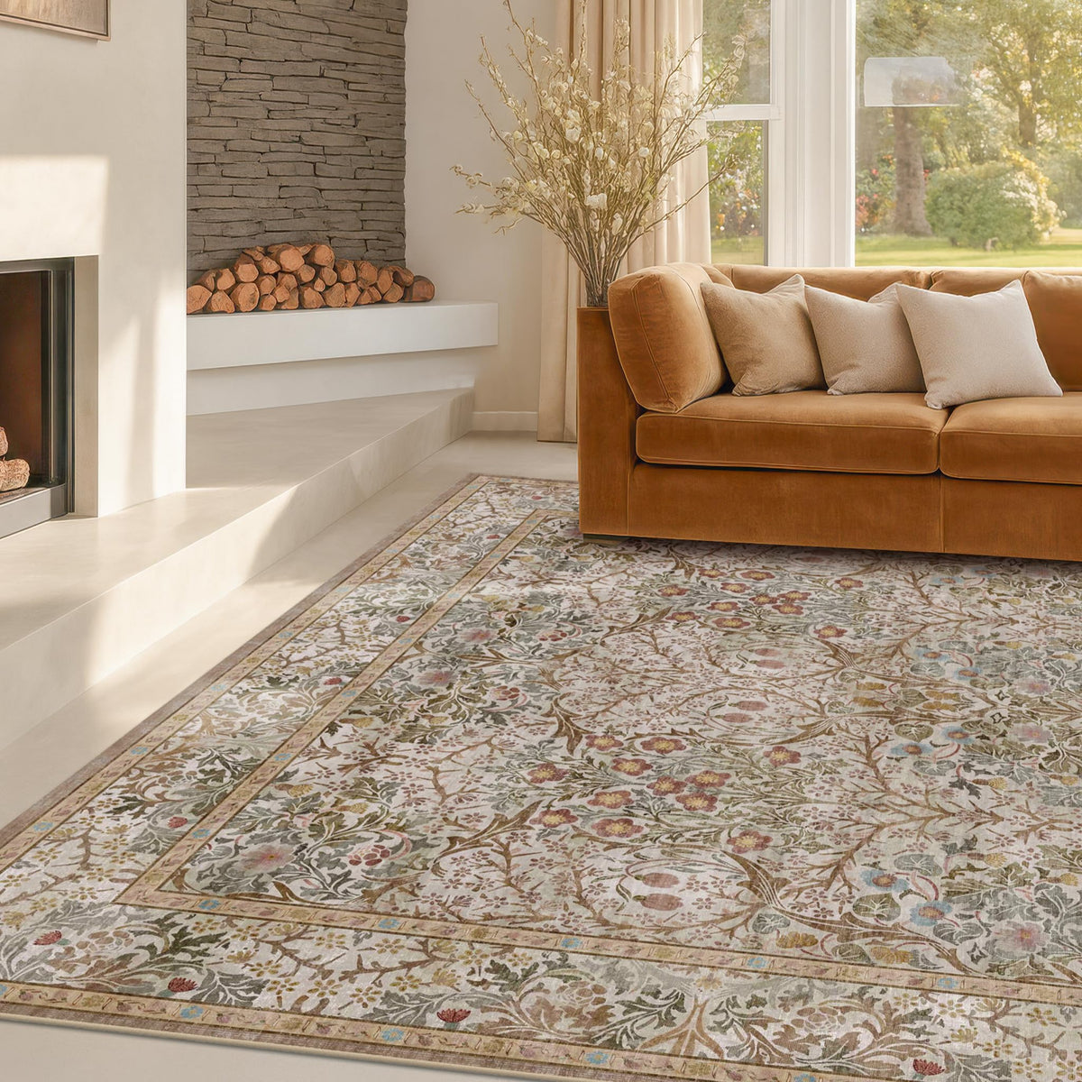 Hazo Haus washable area rug under kitchen table for easy cleanup