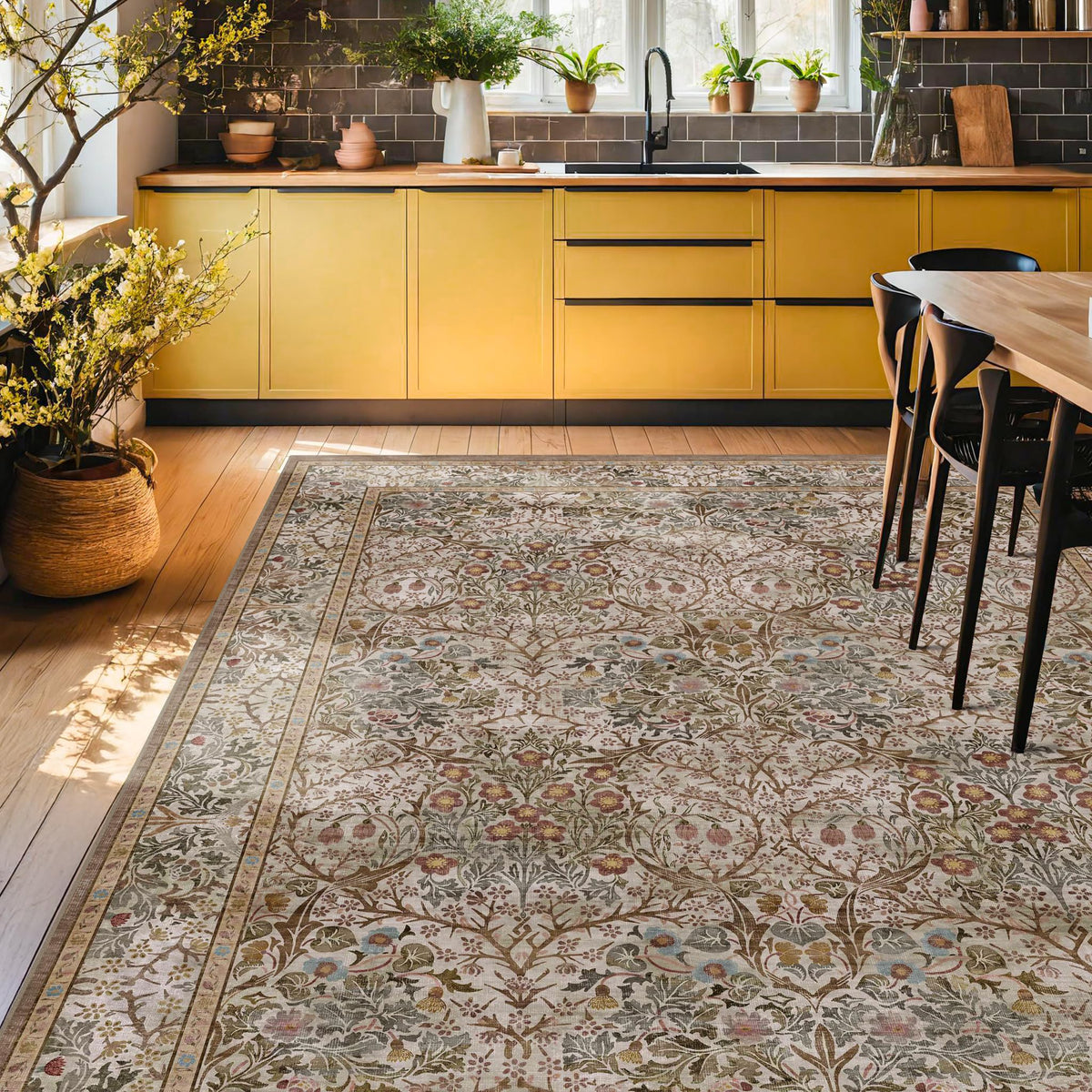 Hazo Haus vintage moss green rug soft low-pile comfort for bedrooms and living areas