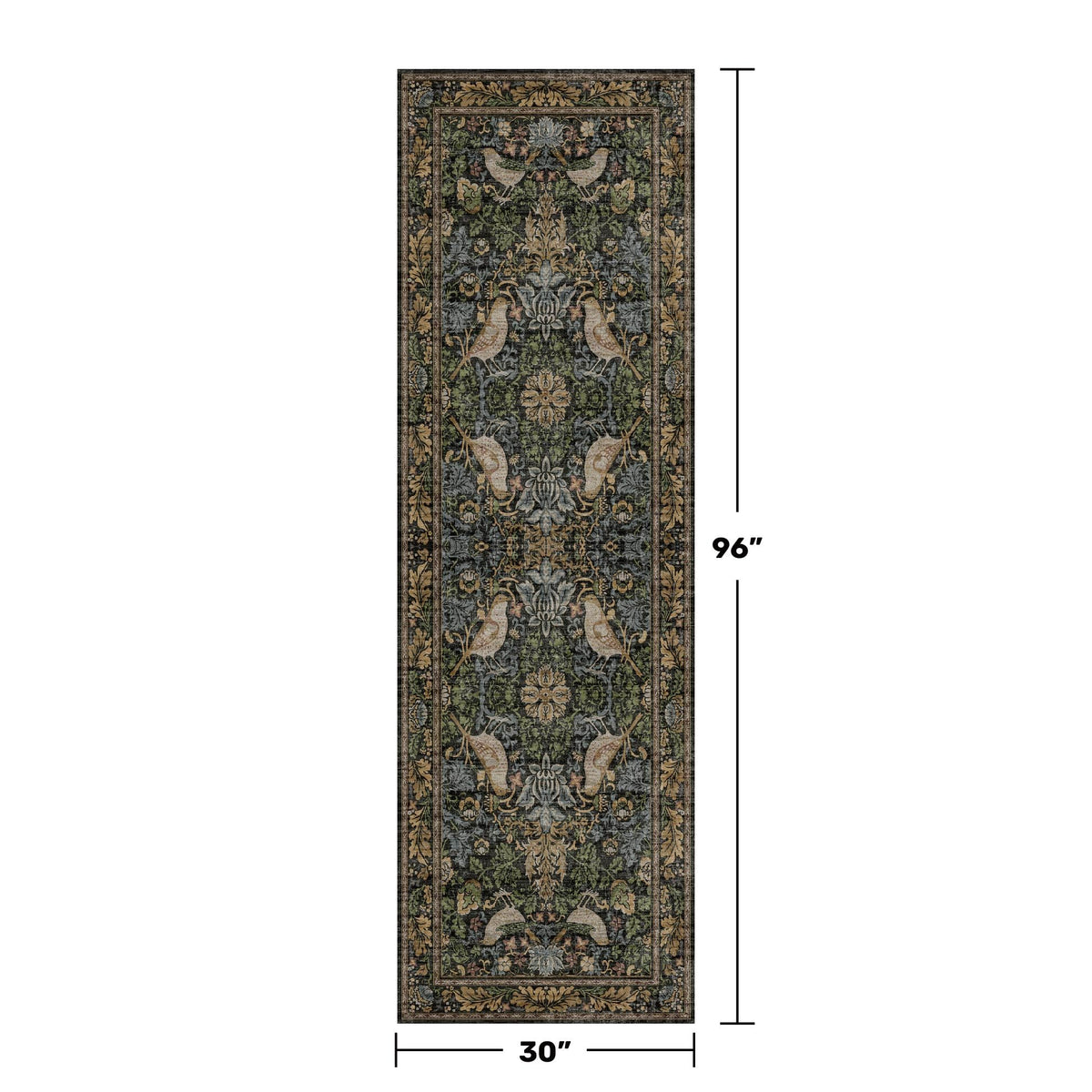Hazo Haus Vintage Runner entryway motif; non-slip grip for kitchen and hall safety