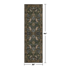 Hazo Haus Vintage Runner entryway motif; non-slip grip for kitchen and hall safety