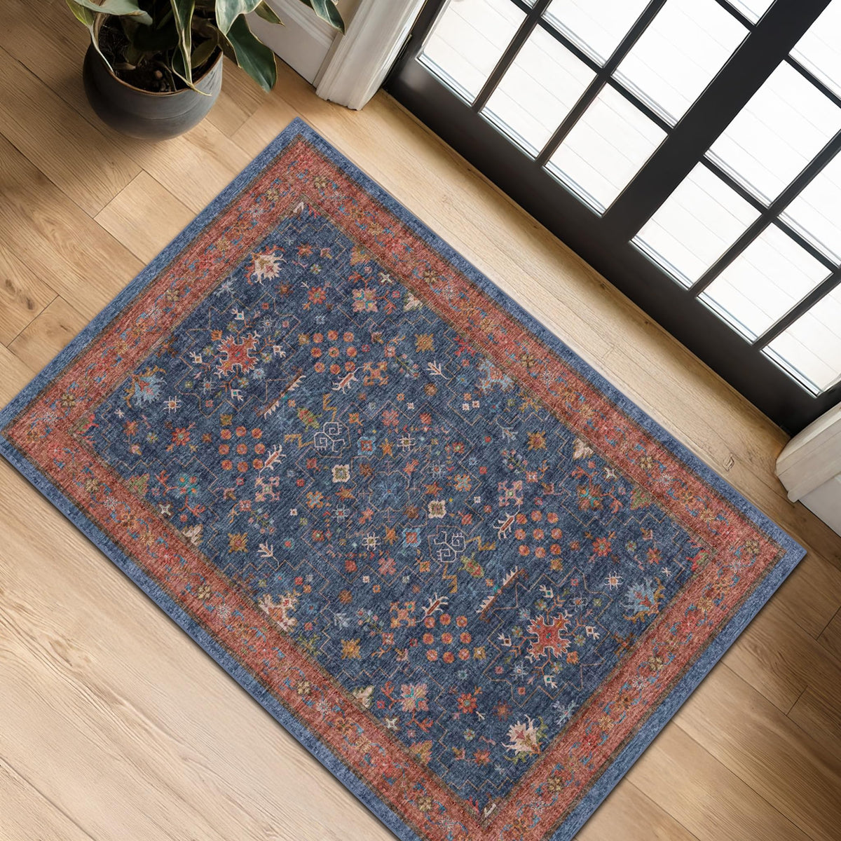 Boho decor vibe fits entryways, kitchens, and bathrooms.