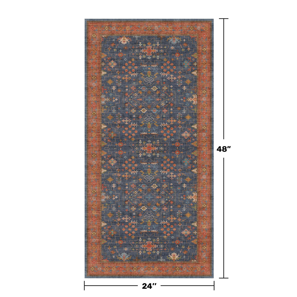 Hazo Haus navy blue rug indoors brightens kitchens and living spaces.