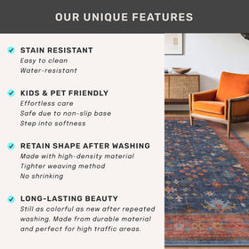 Care-ready rug rolls out after shipping; creases relax with soft brushing.