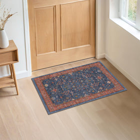 Hazo Haus navy blue rug easy to clean with cold water machine wash