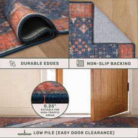 Hazo Haus navy blue rug provides soft foot traffic comfort in entryway