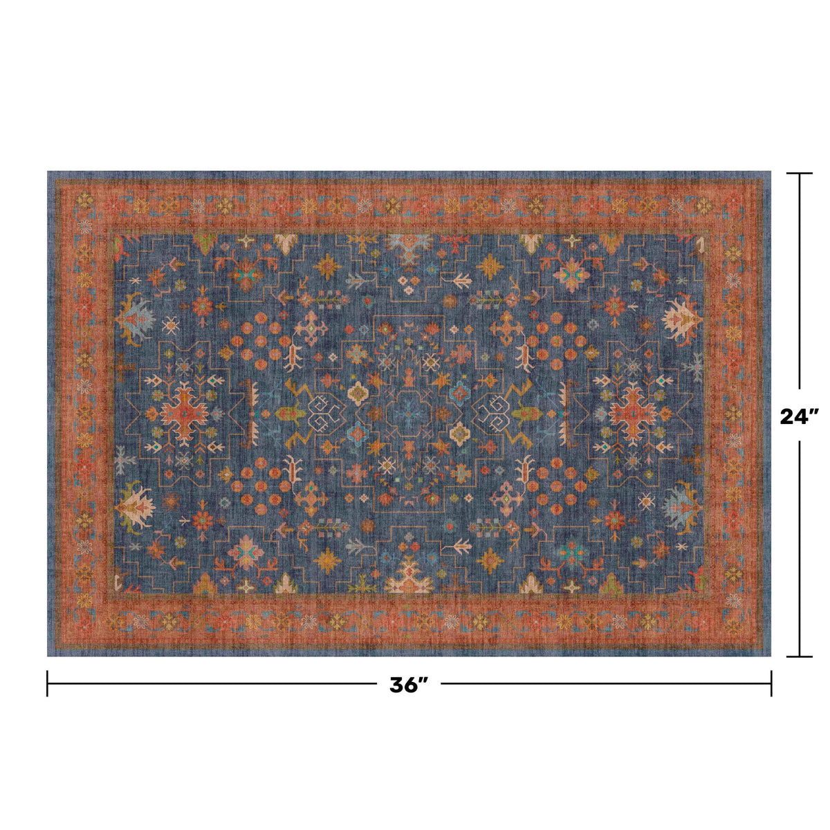 Hazo Haus navy blue tribal pattern rug adds focal point in kitchen