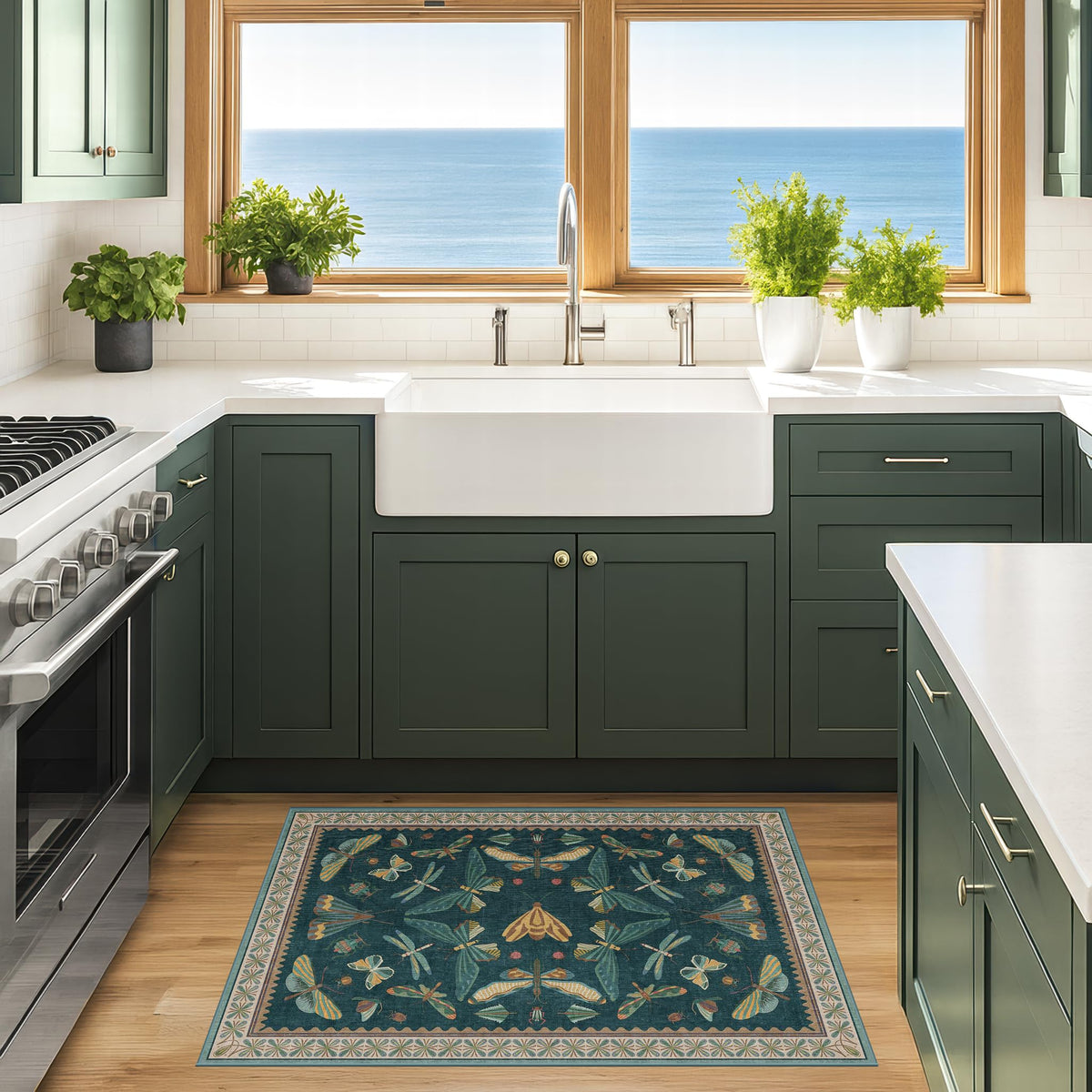 Care-ready Hazo Haus rug prepared for cold-water machine wash.
