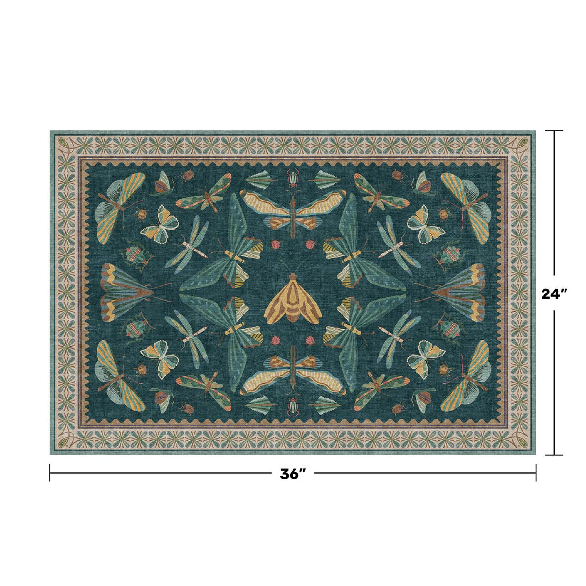 Close-up of Hazo Haus teal rug texture illustrating durable low-pile surface.