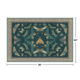 Close-up of Hazo Haus teal rug texture illustrating durable low-pile surface.