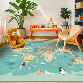 Hazo Haus 5x7 rug adds a colorful learning space to playrooms.