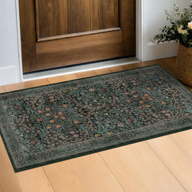 Hazo Haus dark green 2x4 rug runner front view adds vintage botanical flair