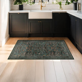 Hazo Haus rug close-up shows intricate botanical pattern for refined decor