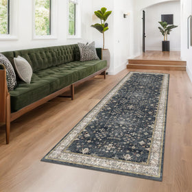 Hazo Haus black boho washable 3x10 runner rug shown in hallway for stylish cleaning ease