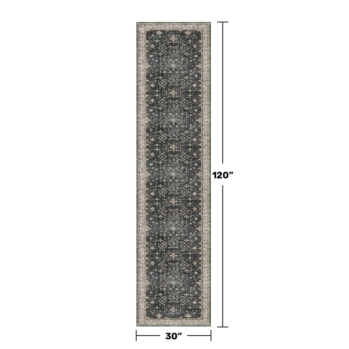 Hazo Haus black washable 10ft runner for kitchen view highlights non-slip backing.