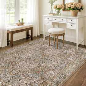Hazo Haus botanical floral pattern rug with timeless Victorian-inspired motif.