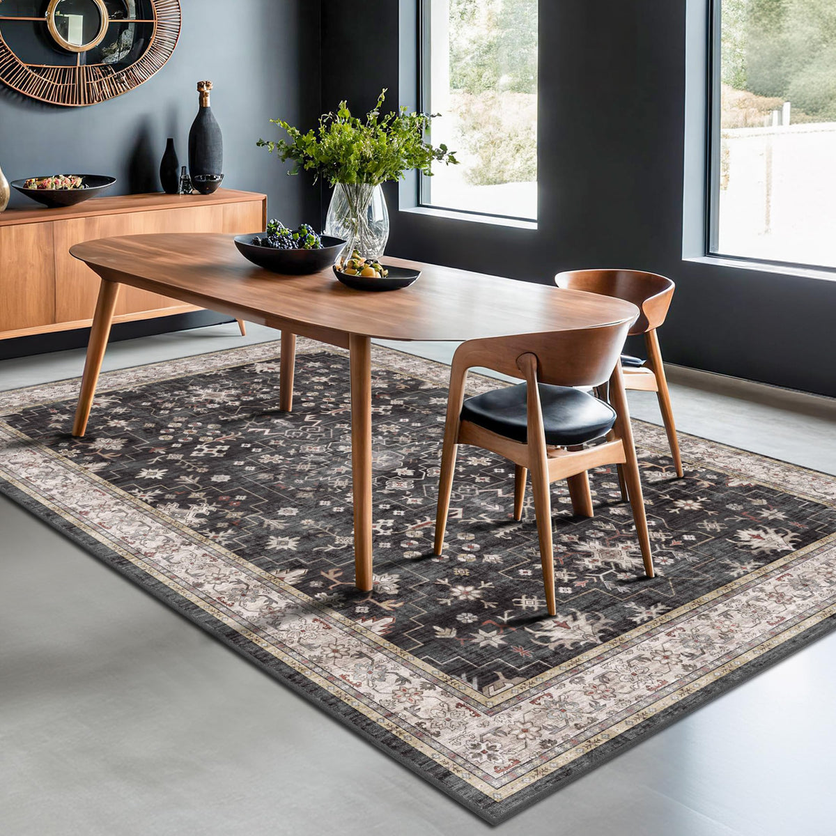 Hazo Haus entryway rug under console, sturdy protection and easy maintenance.