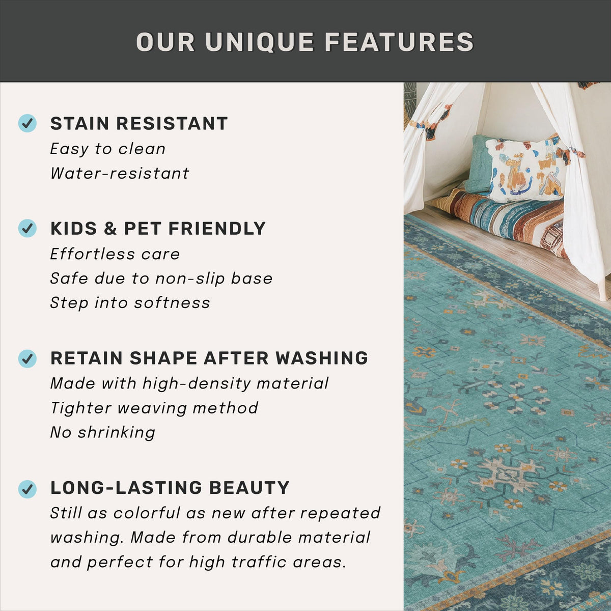 Hazo Haus machine-washable design simplifies cleaning routines.