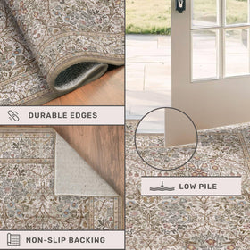 Hazo Haus rug with non-slip backing enhances floor safety.