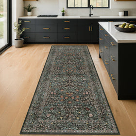 Hazo Haus non-slip kitchen runner 2x6 with botanical print ensures secure footing in busy kitchens.