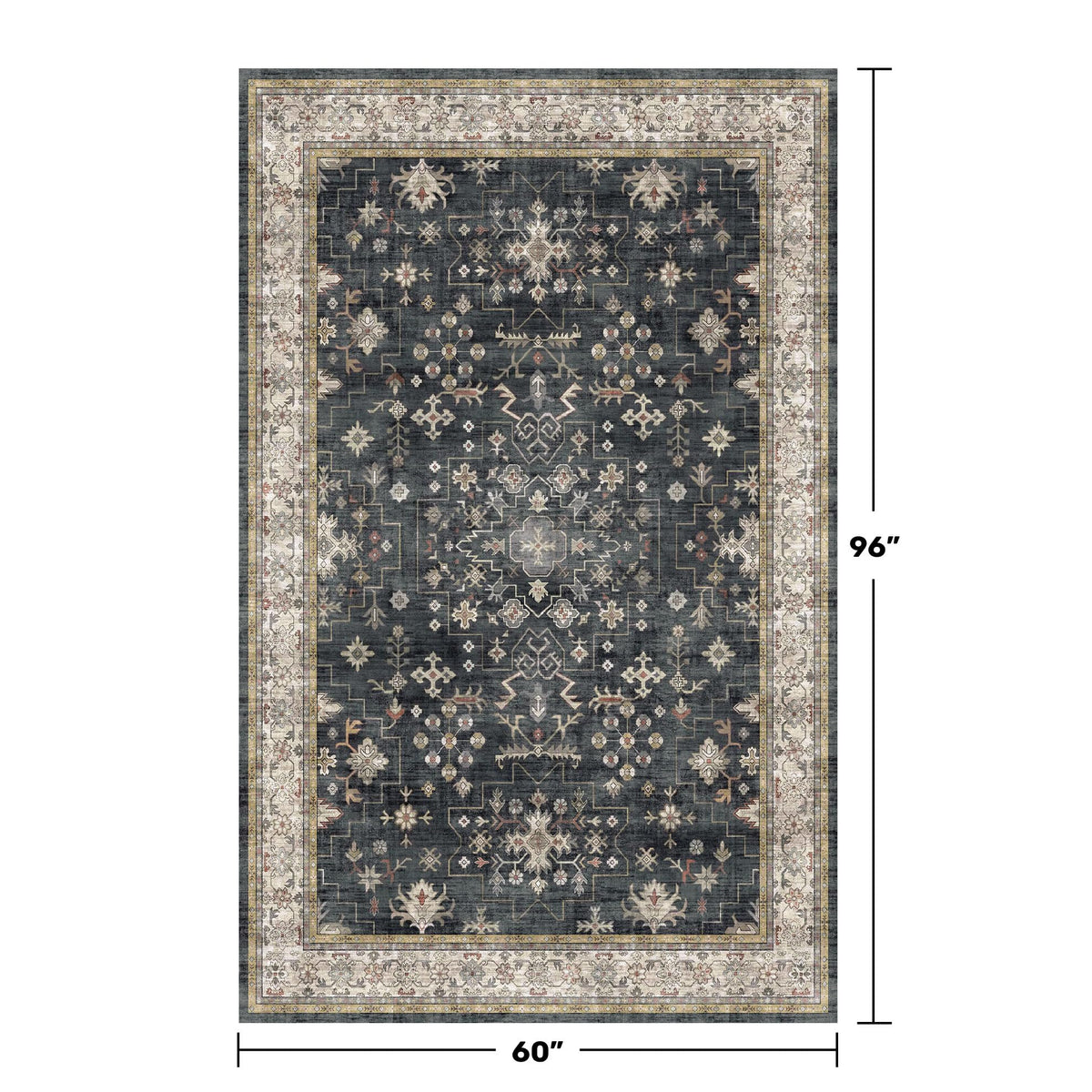 Hazo Haus tribal distressed pattern closeup, showing durable, stain-resistant fibers for busy households.