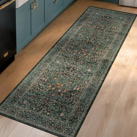 Hazo Haus vintage floral motif rug acts as a stylish focal point in home spaces.