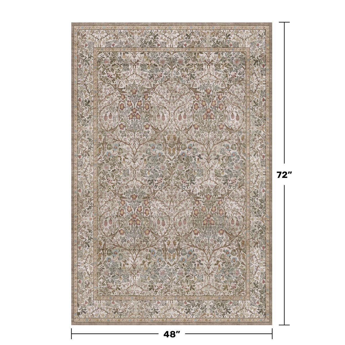 Hazo Haus washable entry rug in moss green and taupe for easy cleaning.