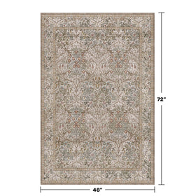 Hazo Haus washable entry rug in moss green and taupe for easy cleaning.